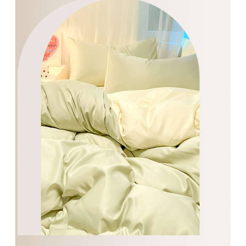 Summer Washable Four Piece Set, Ice Silk, Summer Cool Comforter Set, Silk Free Sheets, Sheet Styles, Dorm Bed,_voghion.com