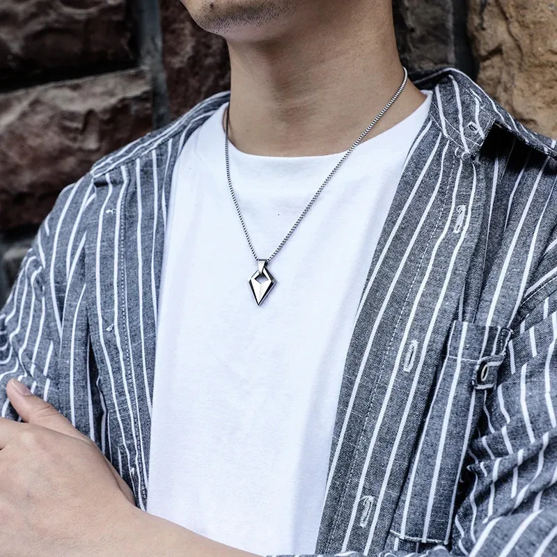Customized Sier Color Tungsten Pendant Man with Titanium Steel Chain Necklace Length 50cm/55cm for Males Gift 240710_voghion.com