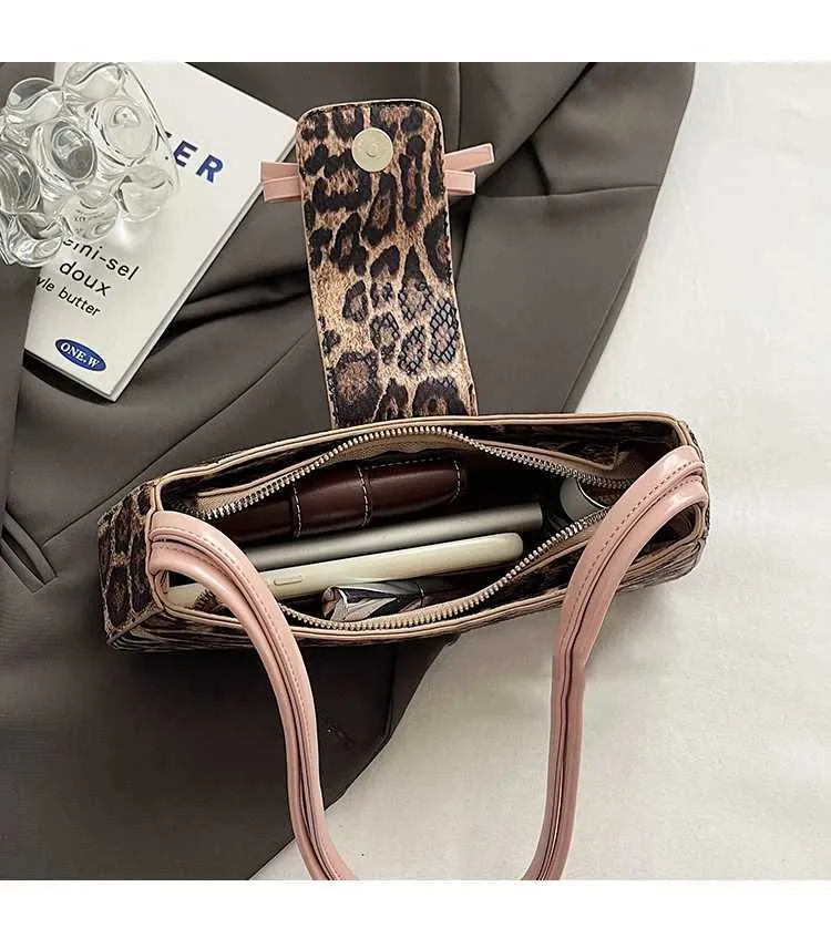 Vintage Leopard Print Shoulder Bag For Women Soft Pu Leather Handbag_voghion.com