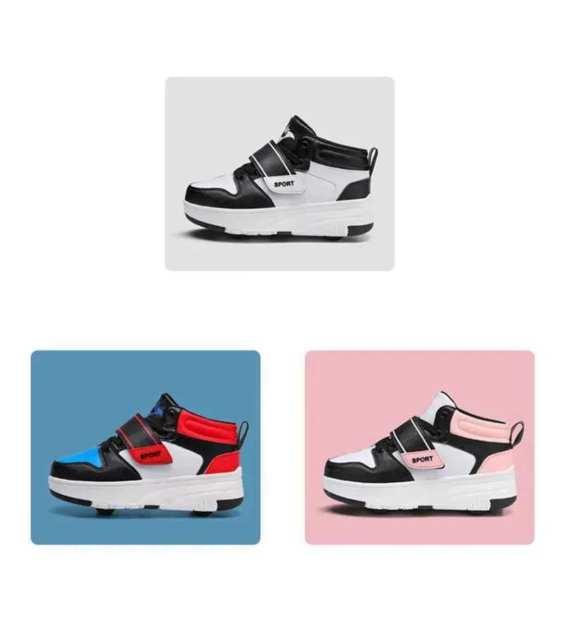 Barn Rullskridskor Pojke Flickor Sneakers Sportskor med 4 Hjul till Jul Födelsedag Barn Show Present H241028_voghion.com