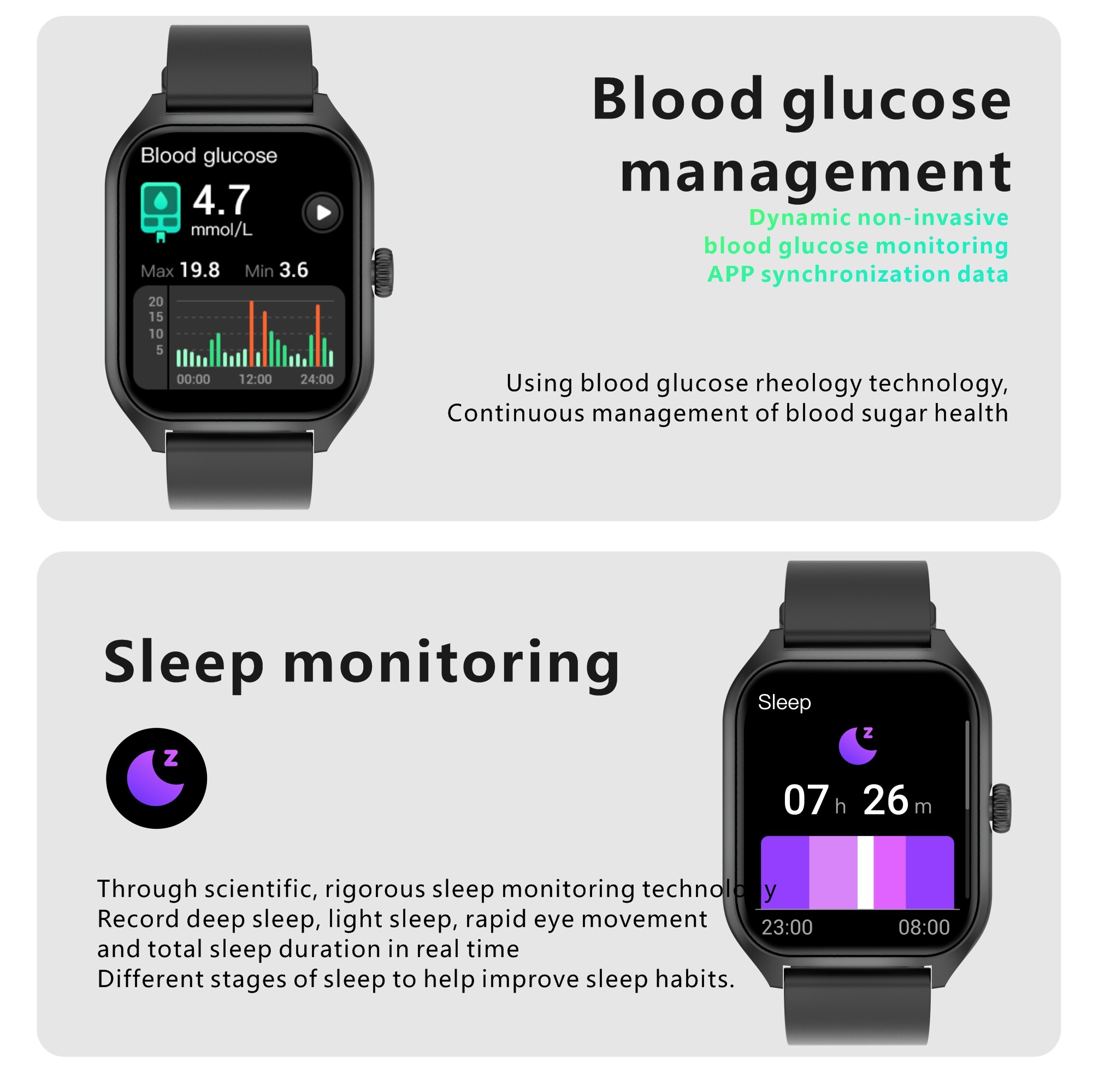 XIAOMI 2023 NEW QX5 Blood Glucose Smartwatch Bluetooth Call Temperature Blood Oxygen Sleep Monitoring Sports Calculator Smart Watch_voghion.com