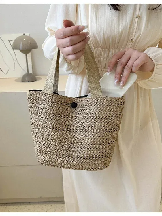 Personalisierte Stroh Tragetasche Für Damen Retro Strandhandtasche_voghion.com