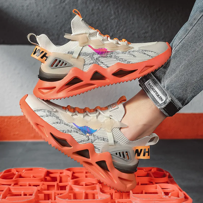 Blade Men's Breathable Running Trainers In White Athleisure Style_voghion.com