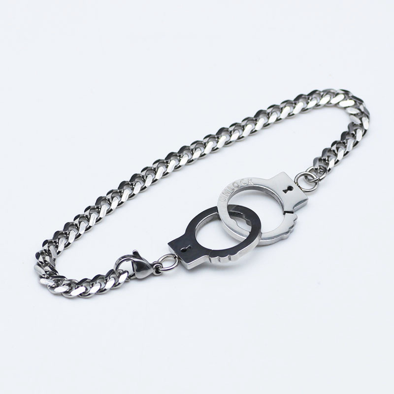 Men And Women's Jewelry Titanium Steel Couple Bracelets Personalized Creative Openable Handcuffs Fashionable And Versatile Accessories