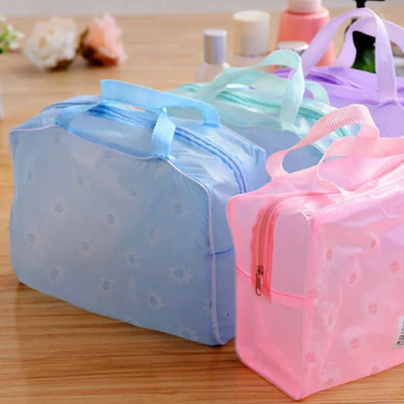 1 Stück PVC Damen transparente wasserdichte Reißverschluss Beauty-Box Reise Make-up Tasche Handtasche Y241023_voghion.com