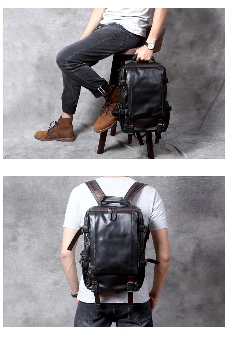 GAGACIA Zaino da uomo autentico fatto a mano in morbida pelle, borsa da viaggio per alpinismo, zaino in pelle bovina di alta qualità per laptop da 15 pollici_voghion.com