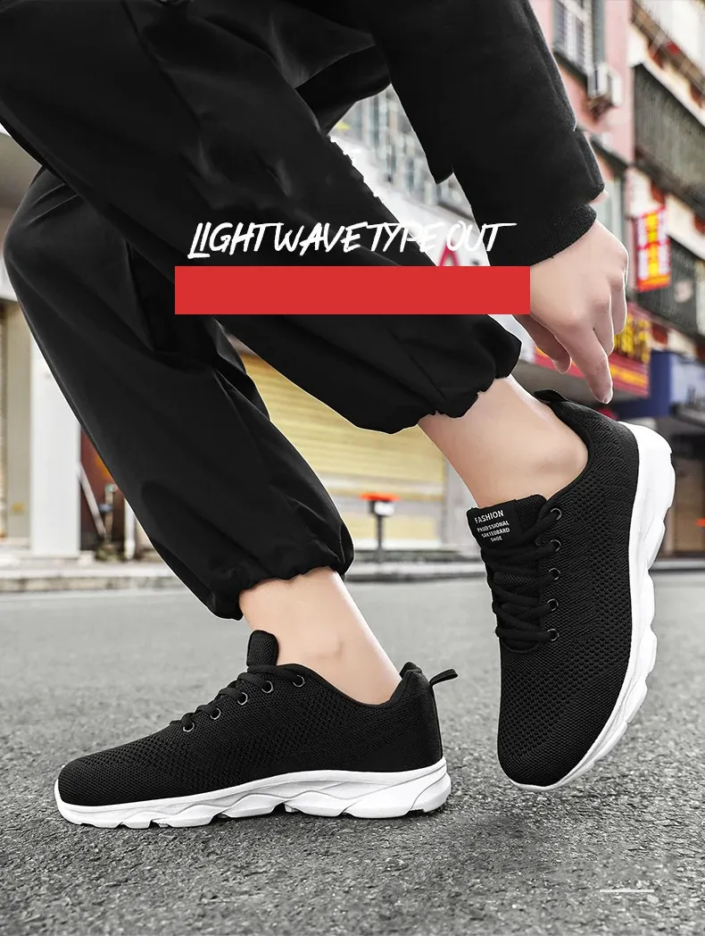 Breathable Lightweight Running Shoes For Men In White Casual Style_voghion.com