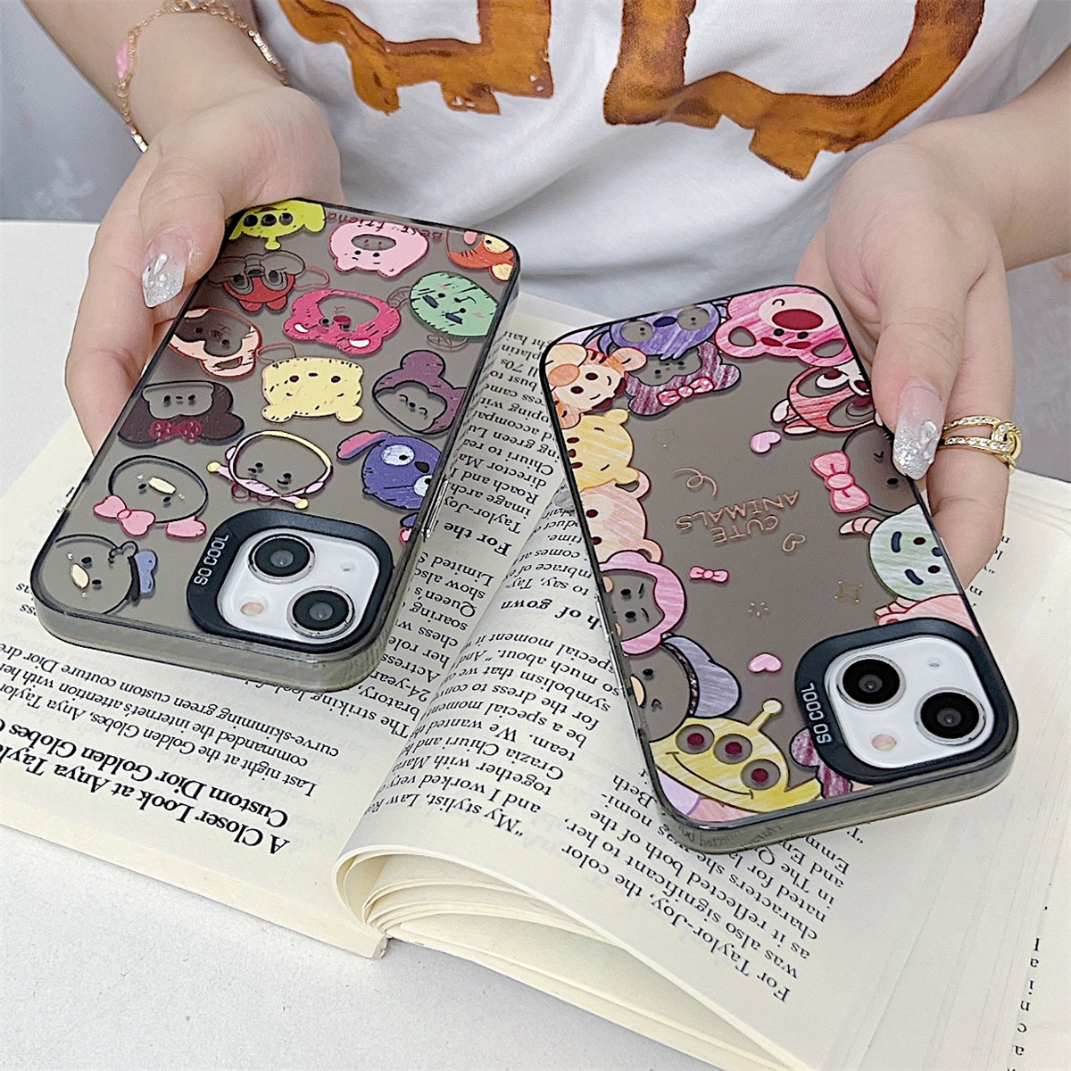 Řemínek na hodinky kompatibilní s iPhone 15 14 13 12 11 PRO MAX XR XS X 8 7 PLUS SE 2020 Průhledný kryt na telefon s roztomilým anime medvědem IMD_voghion.com