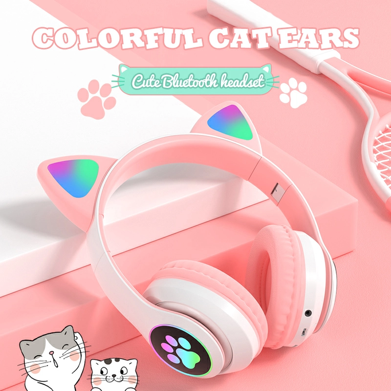 Draadloze bluetooth koptelefoon met kattenoren en microfoon_voghion.com