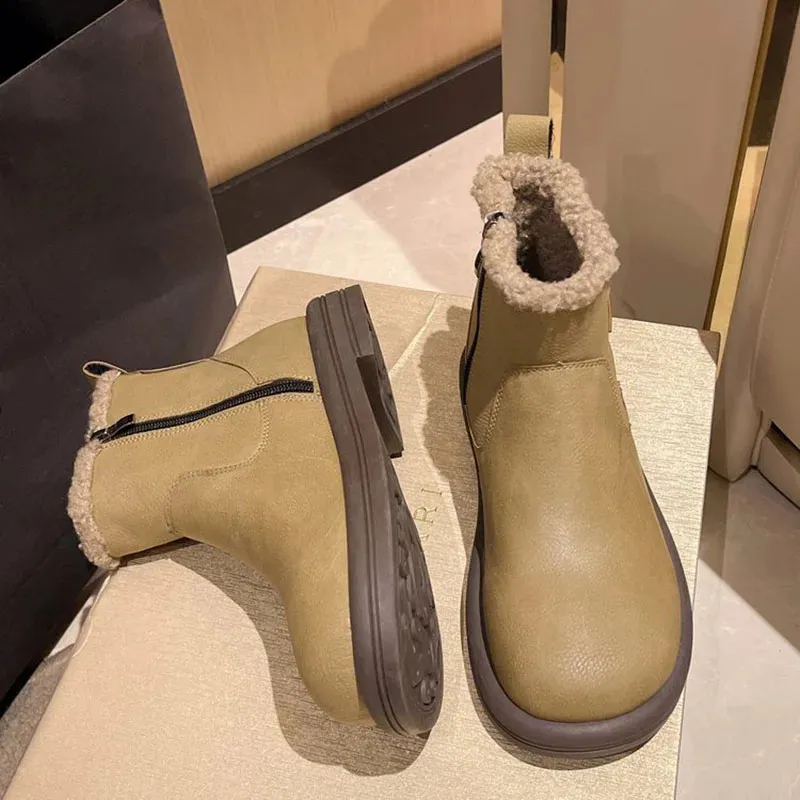 Dames retro sneeuwlaarzen gevoerd met antislipzool warm_voghion.com