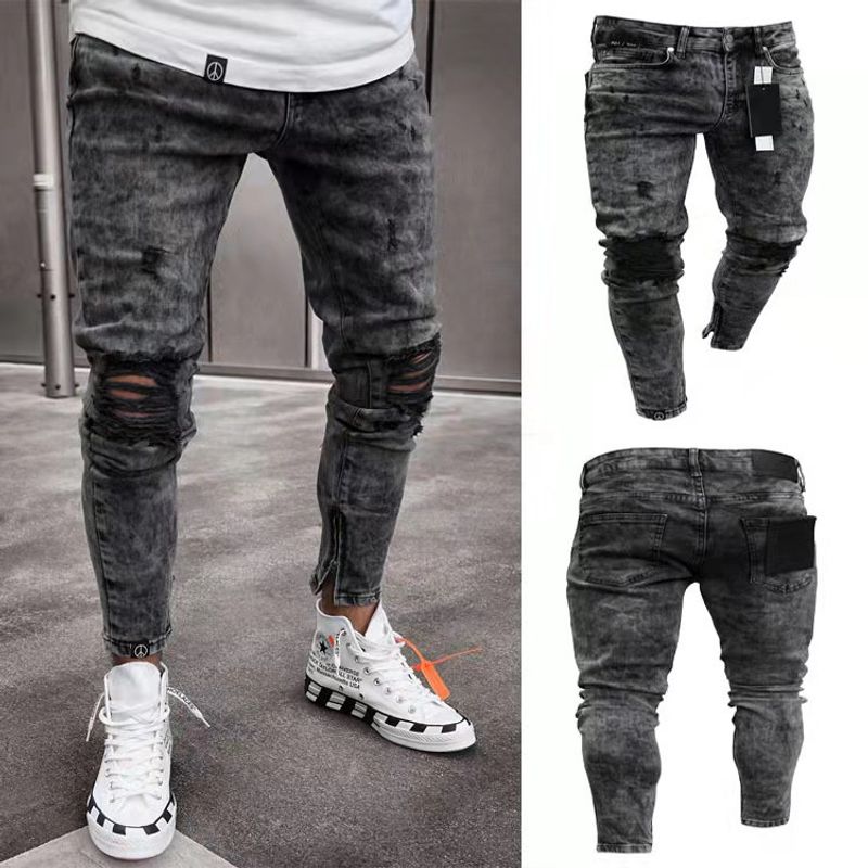 Jean déchiré exclusif, pantalon en denim extensible, nouveau style pour hommes