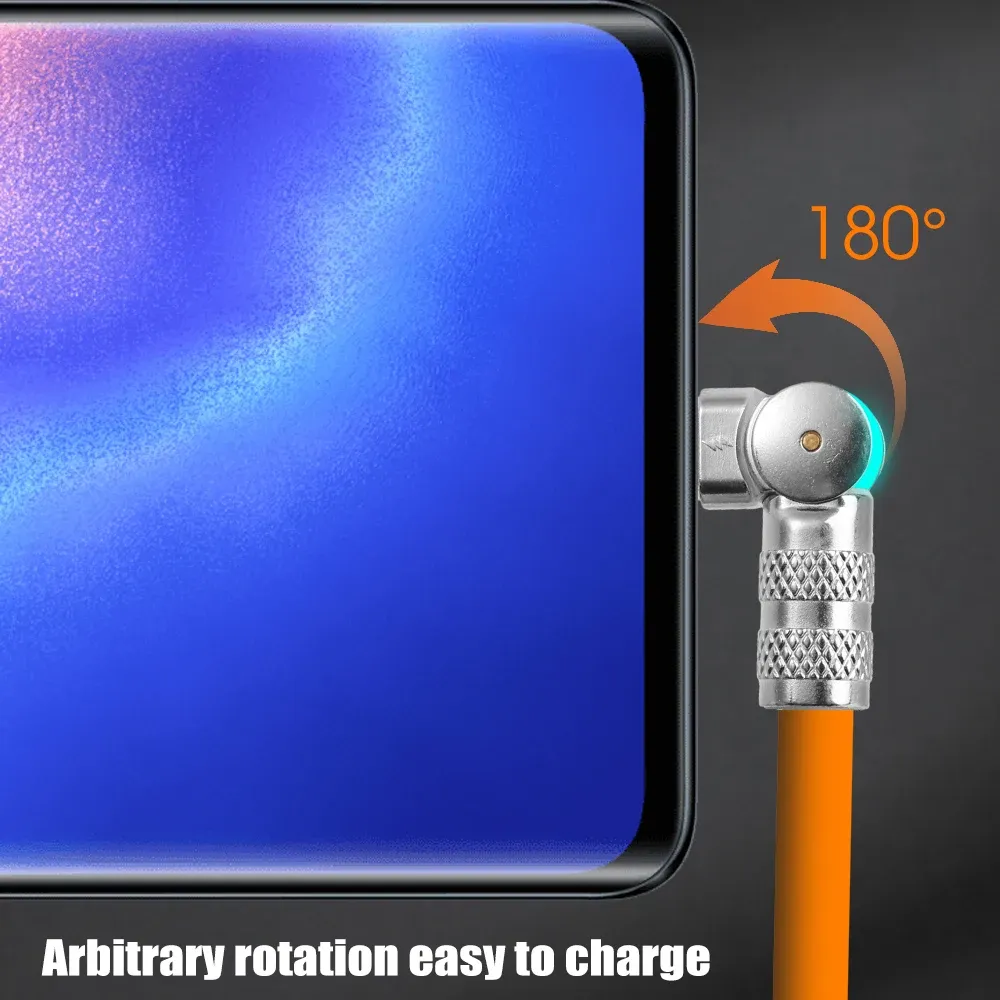 Typ C-Mobiltelefonkabel 6A 120W Superschnellladegerät Micro-USB-Datenkabel 180 Grad drehbar mit leichtem Bruchschutz_voghion.com