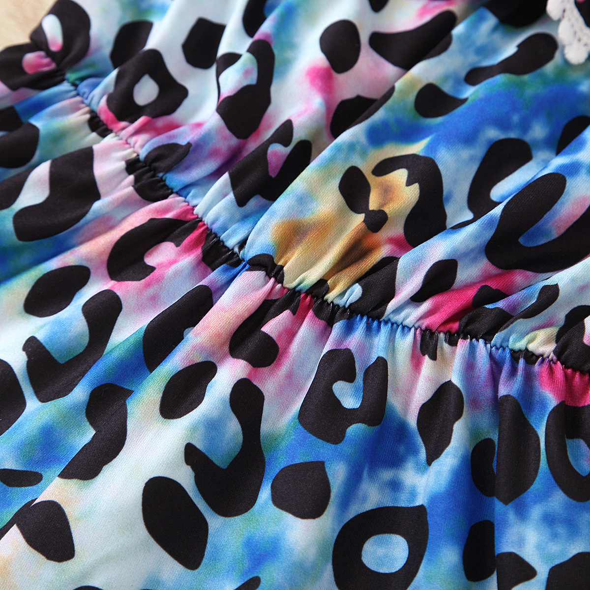 Mother&Kids Summer girls tie-dyed leopard print jumpsuit shorts_voghion.com