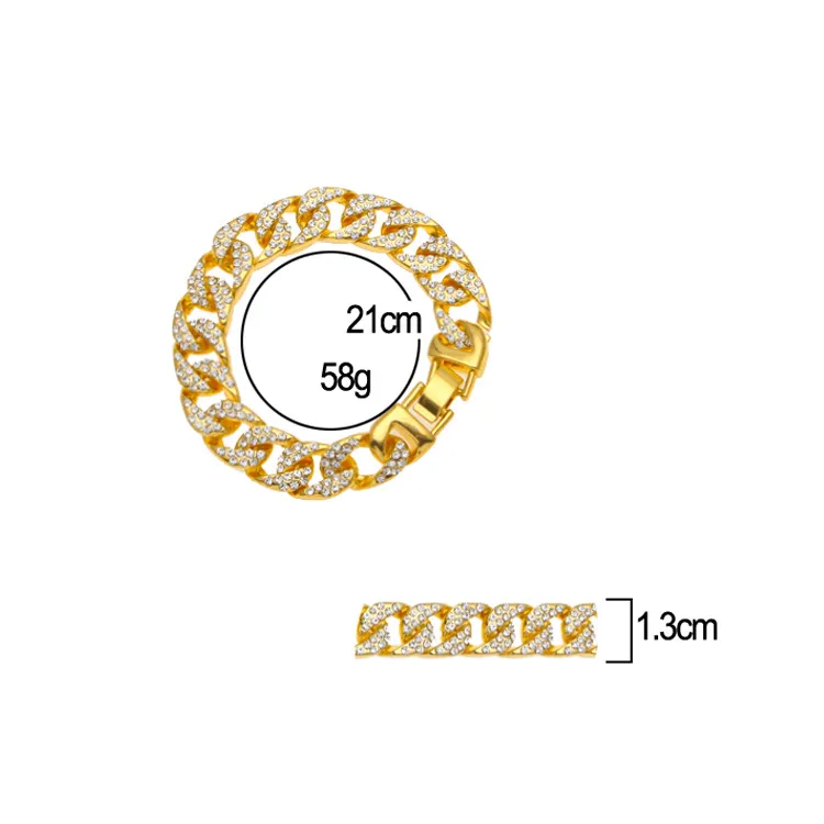 Personalised Gold Cuban Link Chain Bracelet Bling Iced Out Jewelry_voghion.com