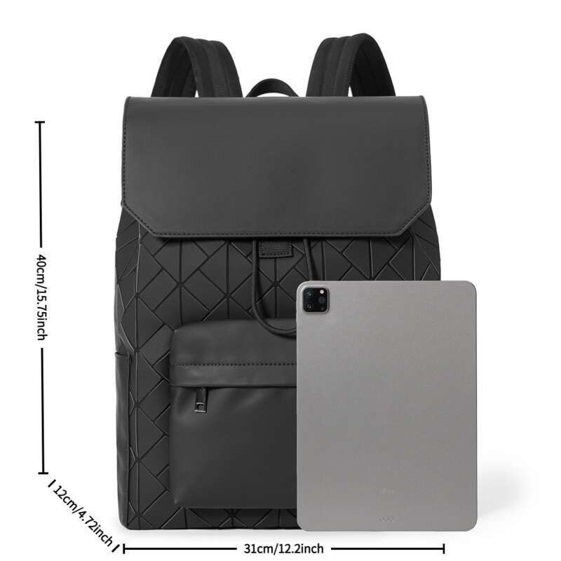 Men's Geometric Streetwear Backpack - Premium Lightweight Laptop Bag, Spacious Anti-Theft Daypack, Y2K Style For Commute, Travel, College_voghion.com