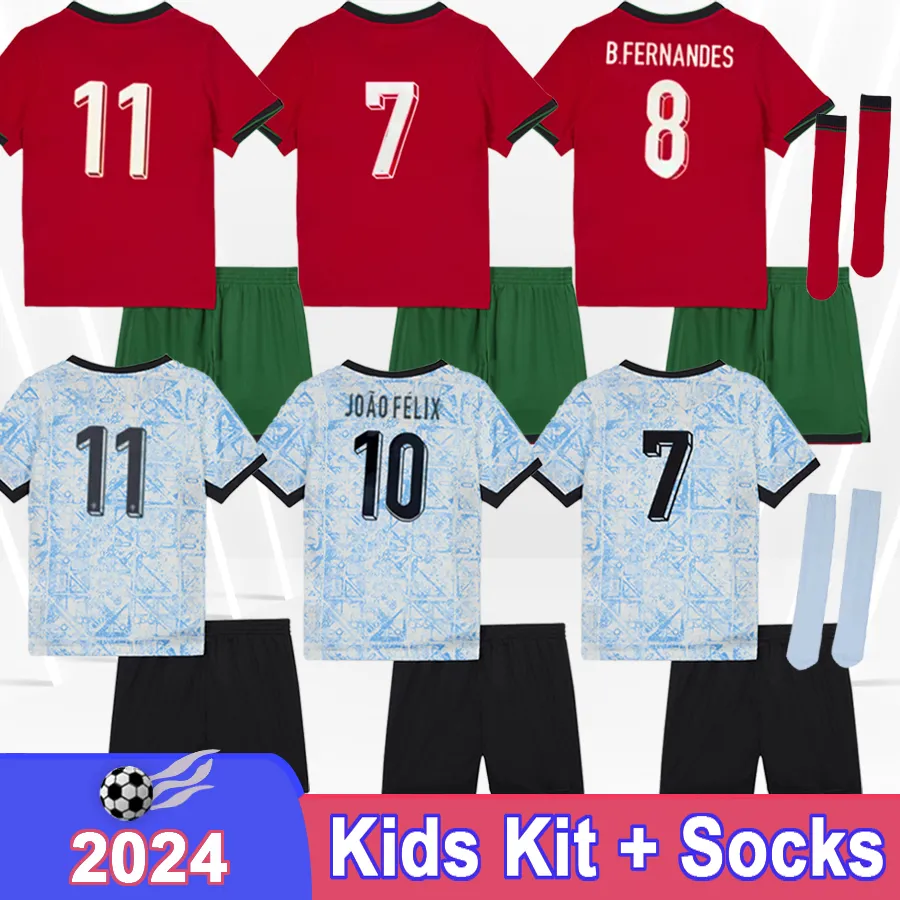 2024 PORTOGALLO PEPE DIOGO COSTA Kit Tuta da bambino Maglie da calcio Squadra nazionale DANILO ANTONIO S. N.MENDES B.FERNANDES Home_voghion.com