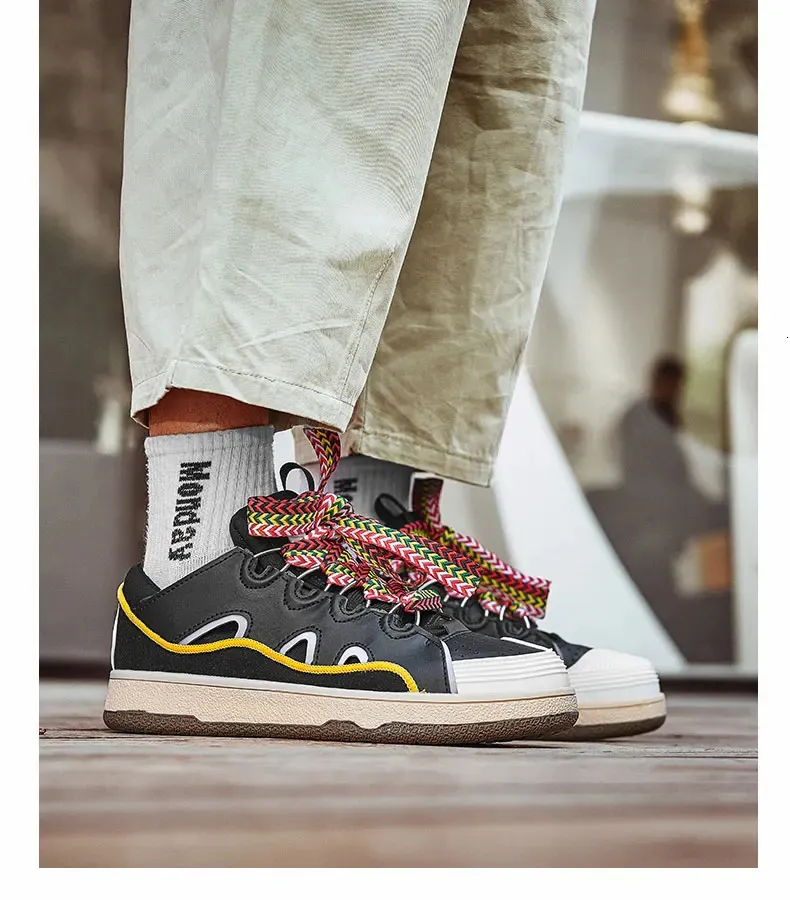Chaussures de skateboard à imprimé léopard pour hommes, baskets vulcanisées à plateforme, chaussures pour hommes 250310_voghion.com