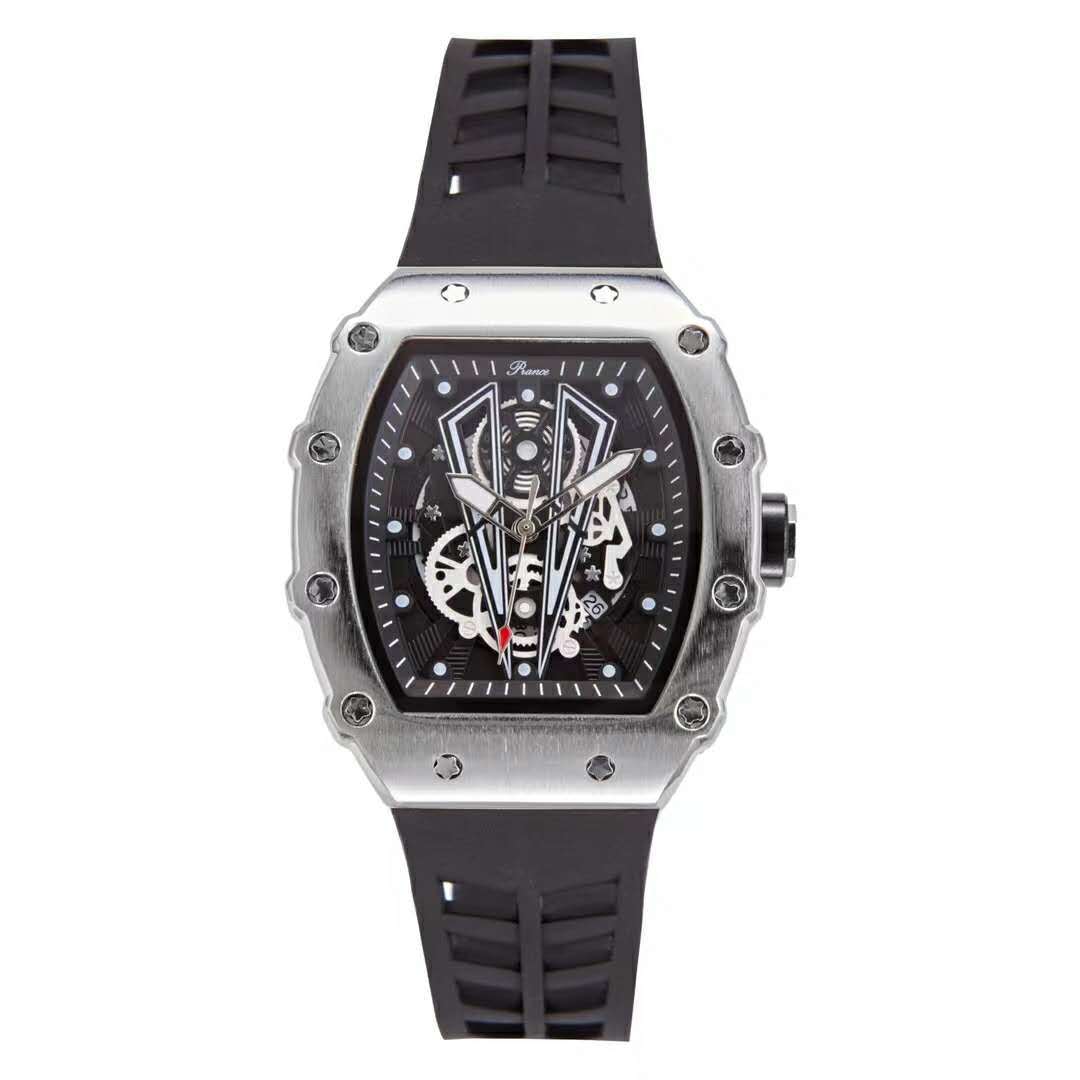 Mode Wein Eimer Neue Herren Zeiger Micro Glow Quarz Wasserdichte Silikon Band Uhr_voghion.com