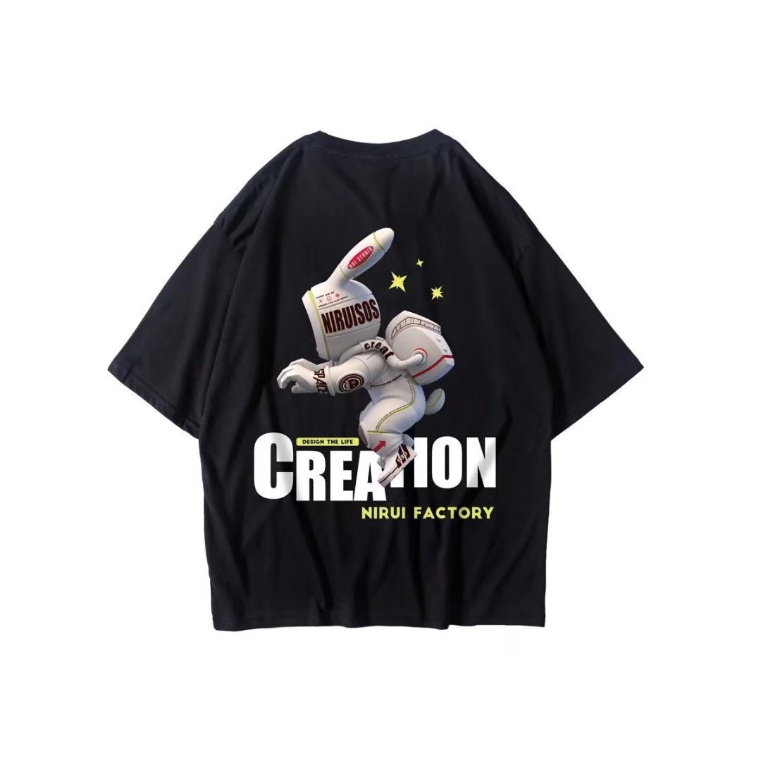 M-8XL Abito estivo da uomo con maglietta a mezza manica allentata corta stampata di marca hip-hop cinese-chic_voghion.com