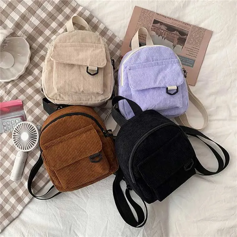 Zaino in velluto a coste da donna borsa a spalla alla moda_voghion.com