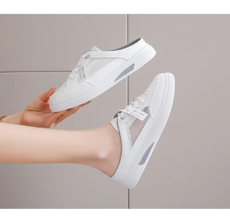 Damen Freizeitschuhe Atmungsaktive Halbschuhe Weiße Slipper_voghion.com
