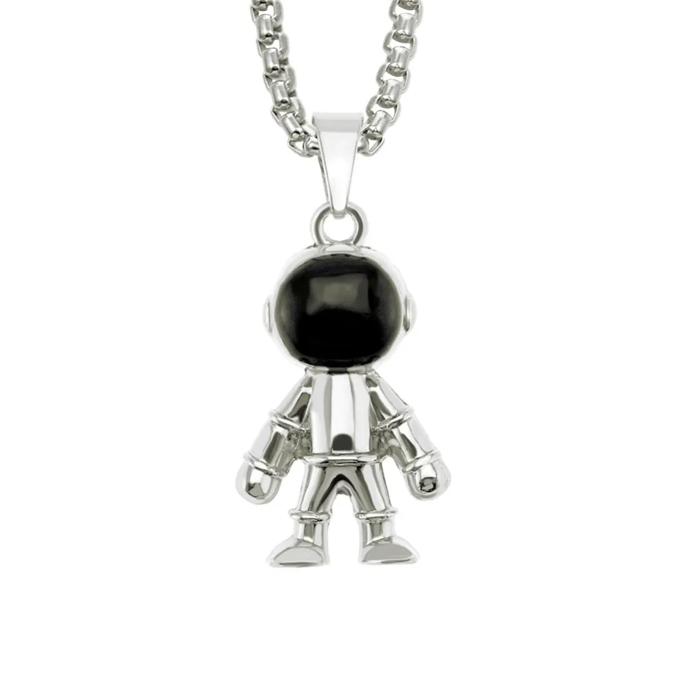 Colliers pendentifs Hip Hop Space Astronaut Pendentifs Collier pour hommes Rappeur Bijoux Cadeaux Or Argent Couleur Goutte_voghion.com