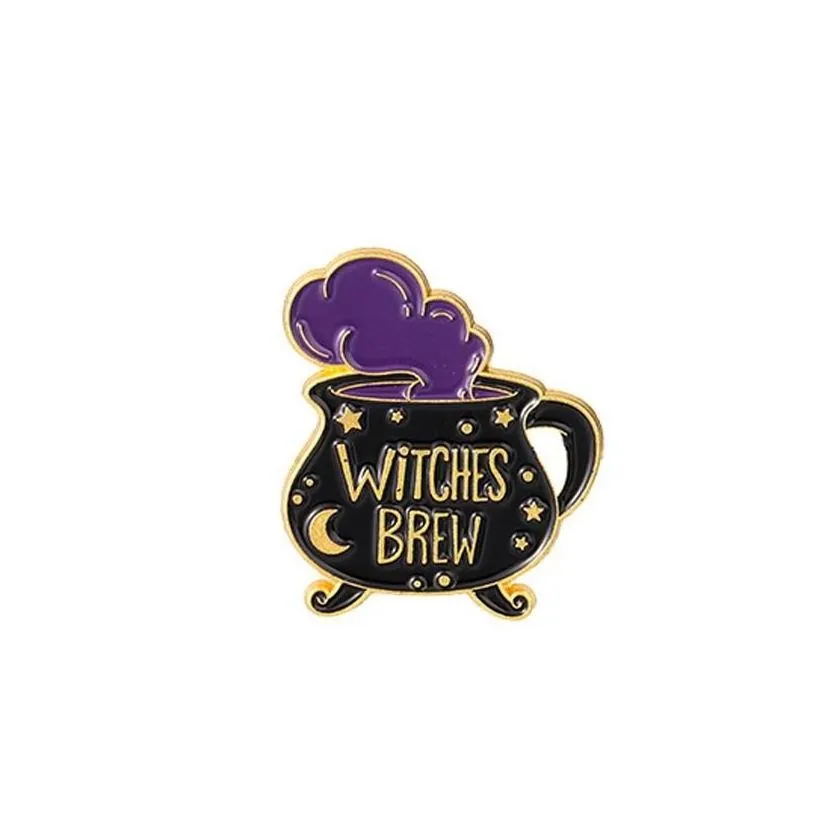 Funny Magic Potion Hat Enamel Pins Vintage Witch Badge Jewelry_voghion.com