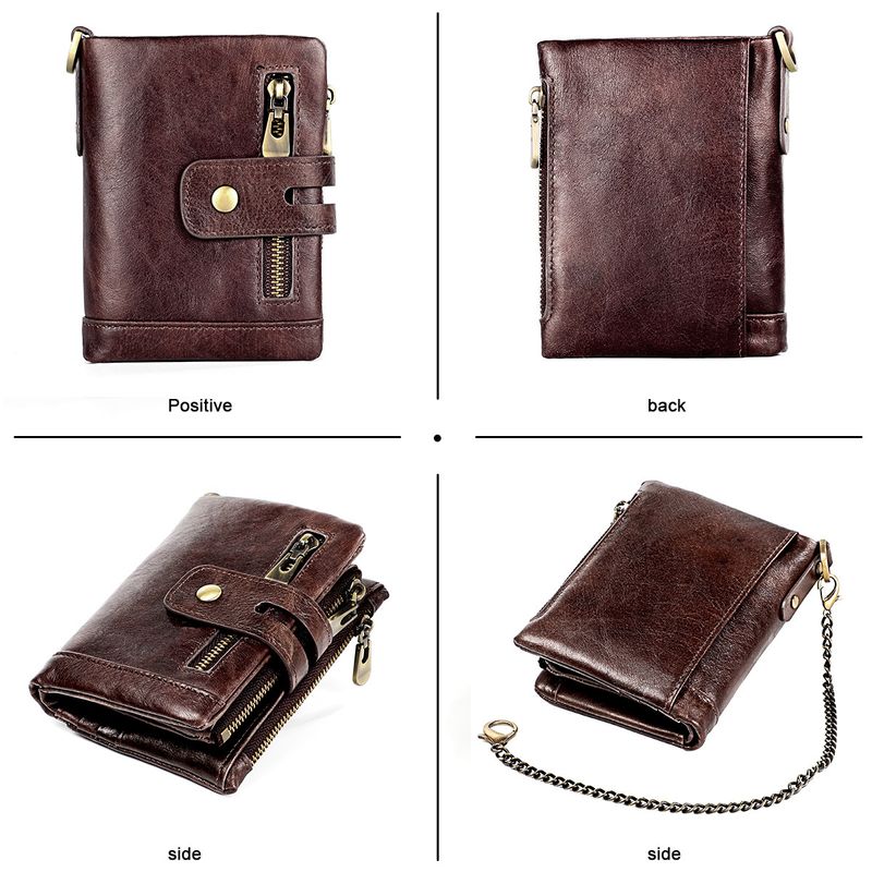 Neue männer echte RFID crazy horse leder zipper frauen retro multifunktionale kurze brieftasche_voghion.com