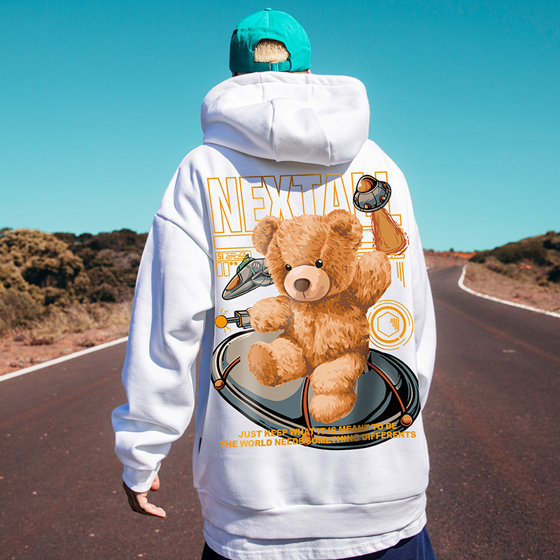 China-Chic Orang-Utan-Pullover große Größe mit Kapuze lose 2024 neue Herrenkleidung Fett plus High Street Mantel_voghion.com