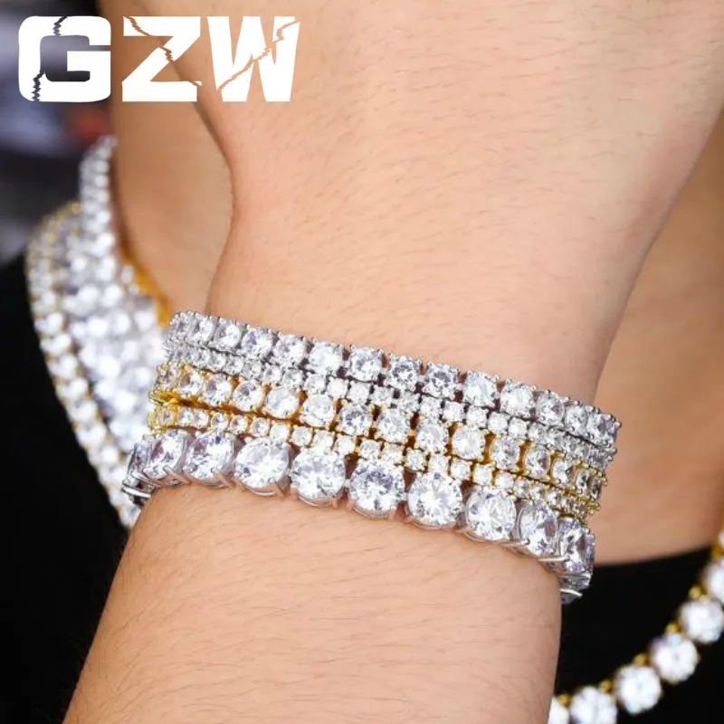 Bracciale tennis in argento sterling da 3 mm e 5 mm di alta qualità, con zirconi cubici e diamanti da uomo, braccialetti Pulsera_voghion.com
