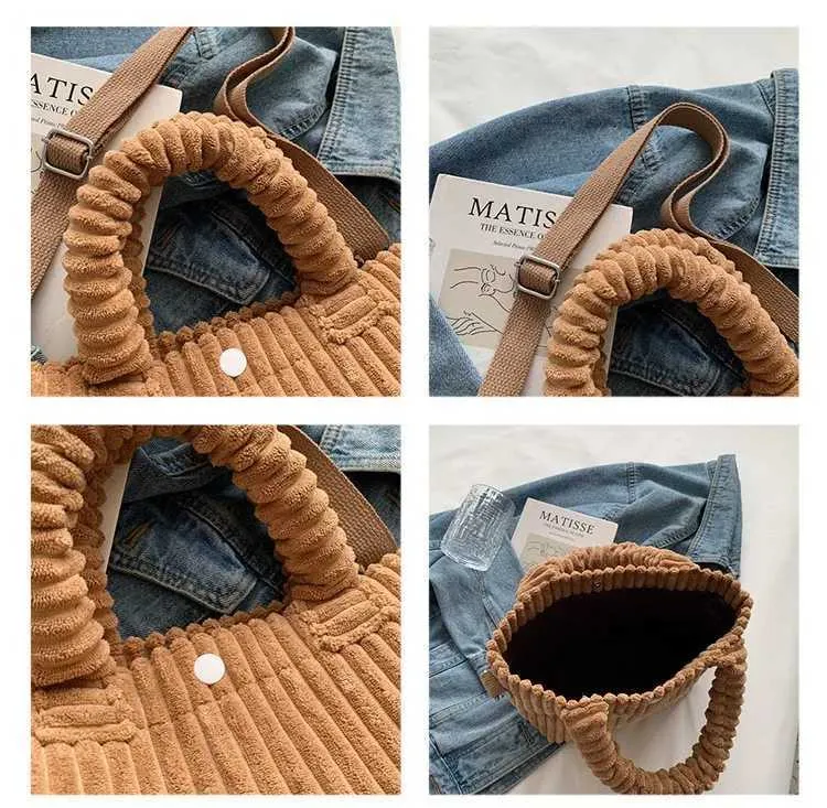 Borsa a secchiello versatile in velluto a coste borsa a tracolla_voghion.com