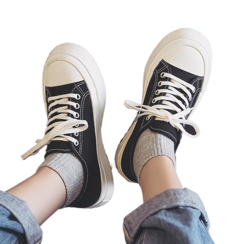 Zapatos de lona con suela gruesa de moda 2024 para mujer_voghion.com