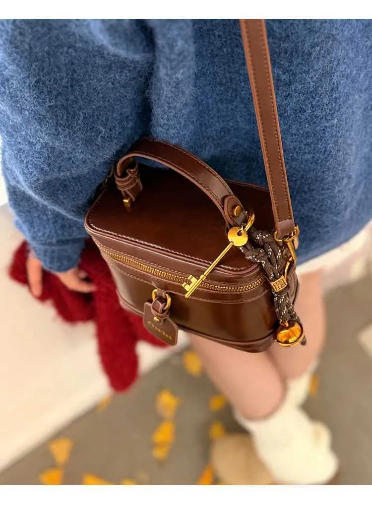 Borsa a tracolla in pelle testurizzata da donna, con patta solida, mini borsa a tracolla, versatile, casual, morbida, in PU, a secchiello_voghion.com