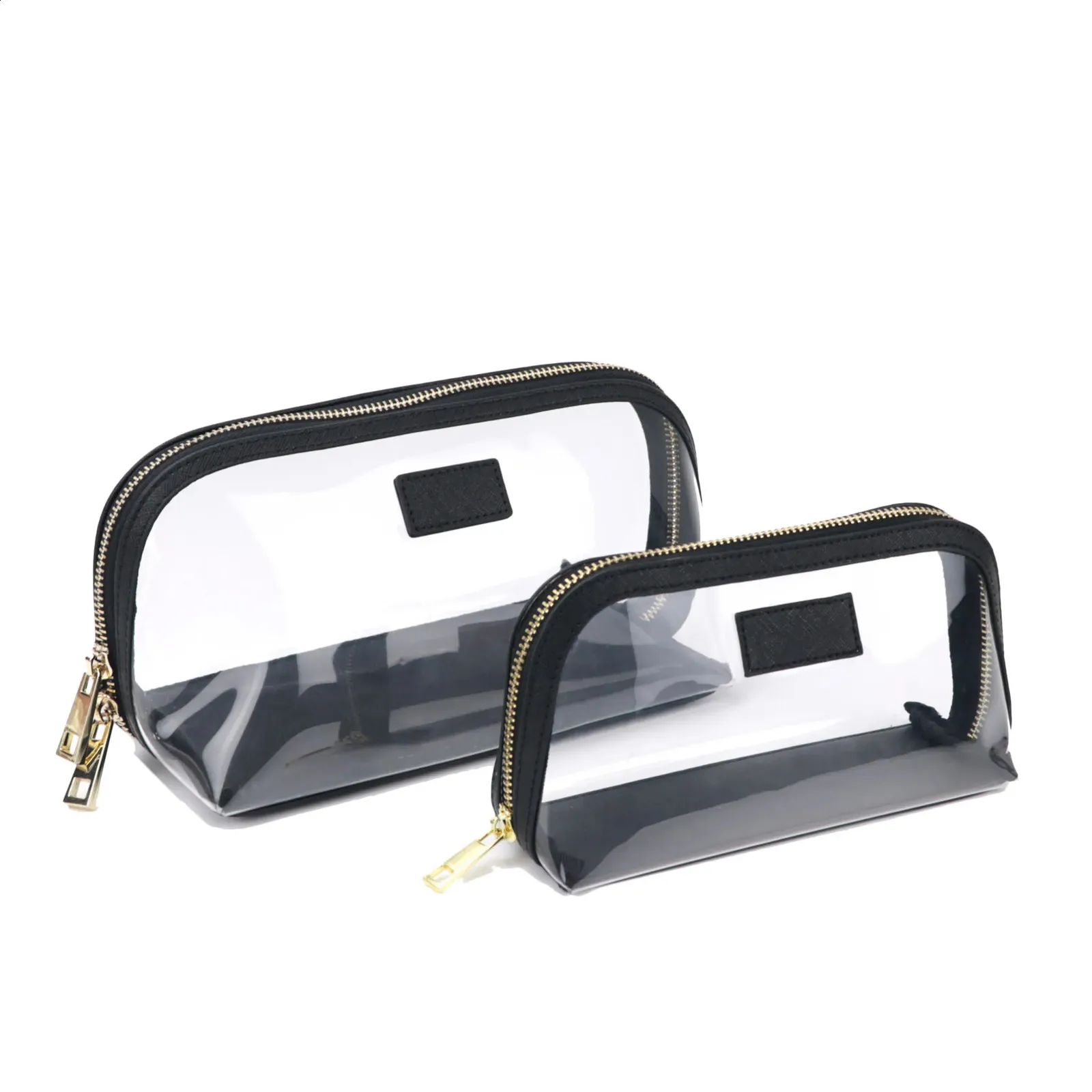 Set da viaggio in vera pelle personalizzato, porta pennelli da trucco impermeabile, borsa cosmetica portatile in PVC trasparente TPU 240805_voghion.com