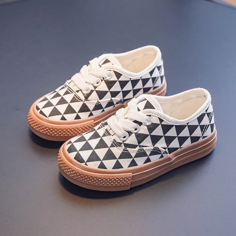 Kid Canvas Checkered Casual Sneakers For Boys And Girls_voghion.com