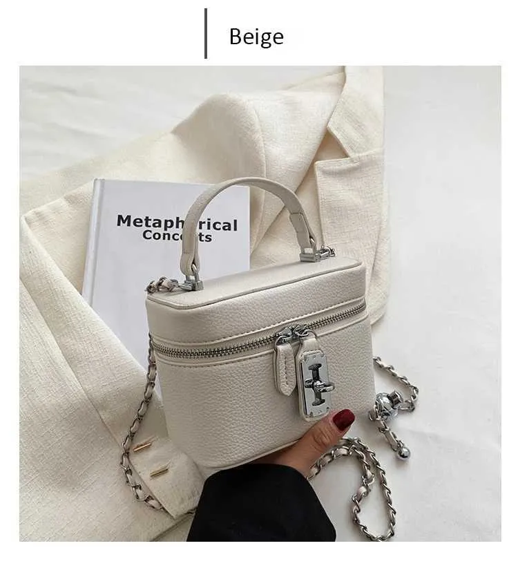 Süße Mini Pu Umhängetasche Solide Flap Box Kette Schulter für Frauen Casual Fashion Lady Commute Lock Messenger Bags_voghion.com