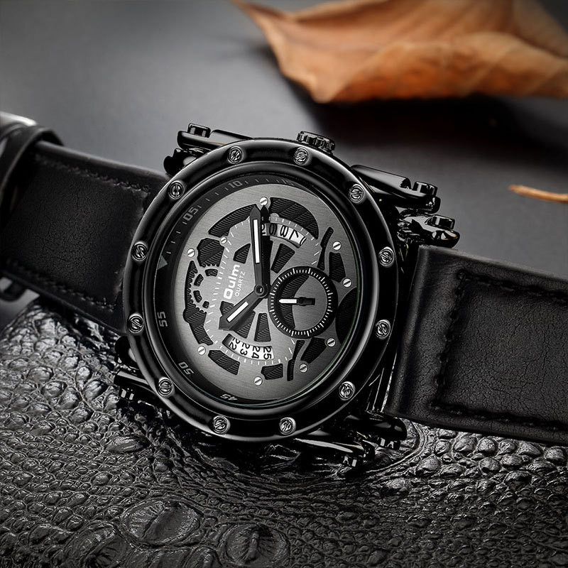 OULM Brand Watches Men Leather Date Quartz Wrist Watch 3399_voghion.com