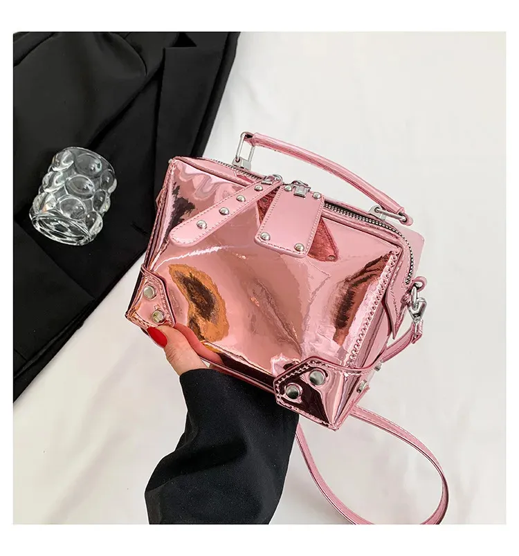 Borsa a tracolla da donna elegante borsa a spalla quadrata oro_voghion.com