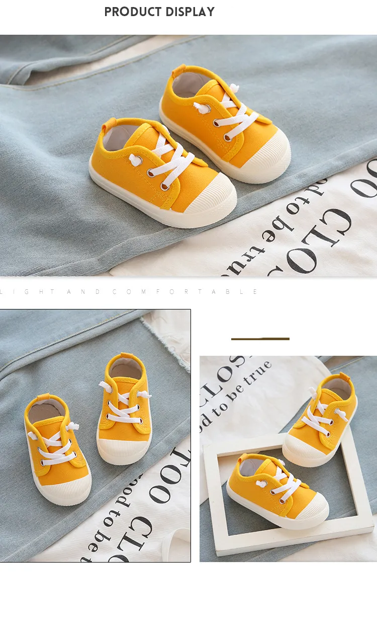 Boys Sneakers Girls Tennis Lace-up Children Footwear Toddler Yellow Chaussure ato Casual Kids Canvas Shoes Sizes_voghion.com