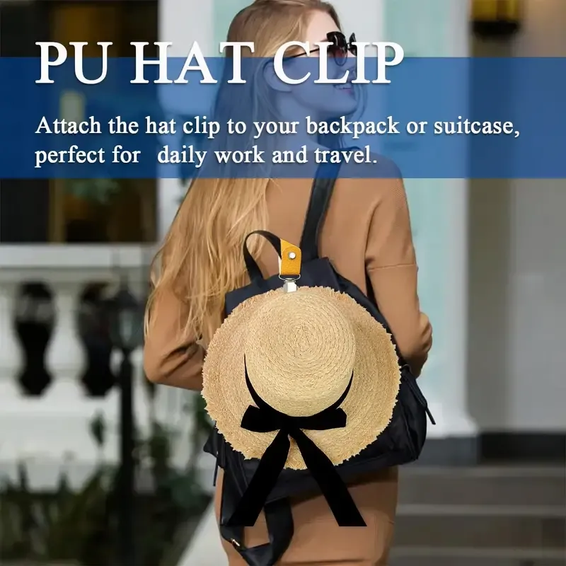 Clip porta-cappello multifunzionale in pelle per viaggi e campeggio: fissa saldamente il tuo berretto alla borsa o al bagaglio_voghion.com