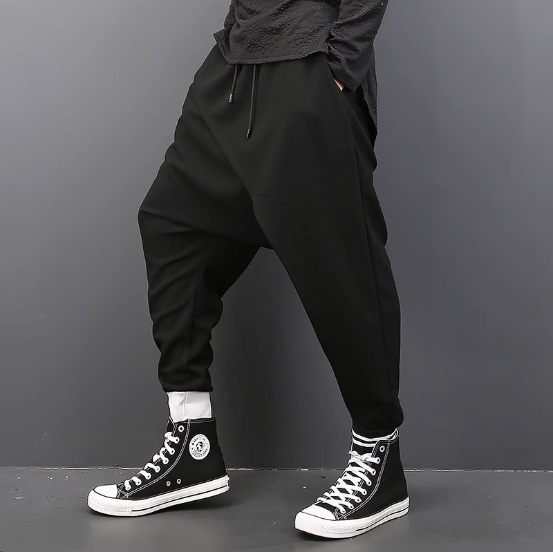 Abbigliamento Uomo Pantaloni casual uomo 2024 pantaloni harem larghi primavera spot stile uomo cavallo basso piedi larghi cavallo incrociato sottile_voghion.com