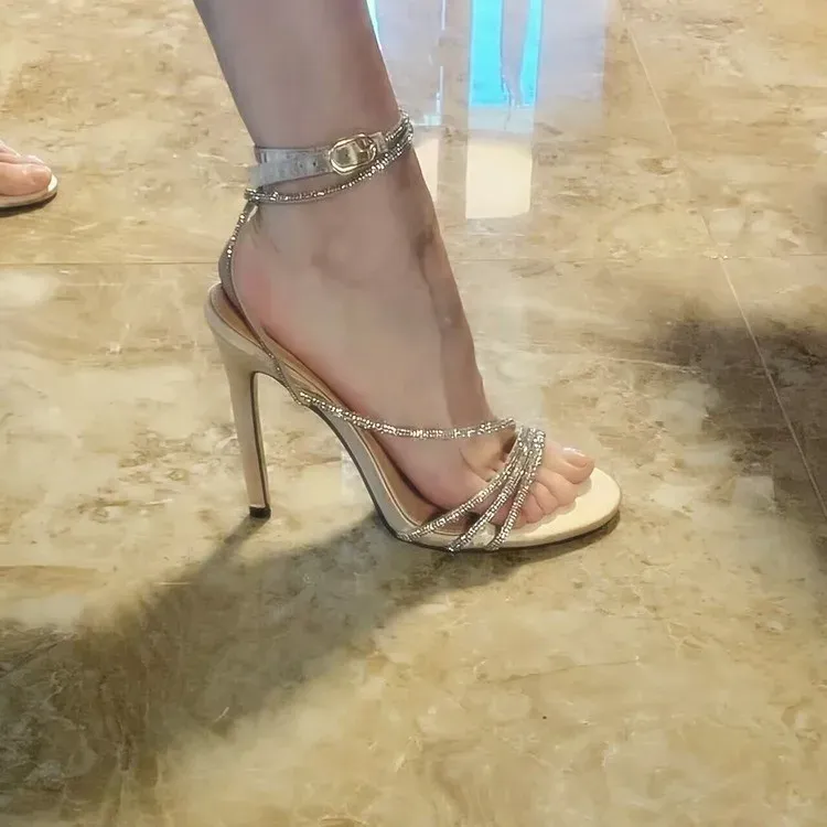 New Summer Sequins Rhie Full Dia Fashion Banquet Travel Outdoor High Heels Wrap Belt Sandals 286a_voghion.com