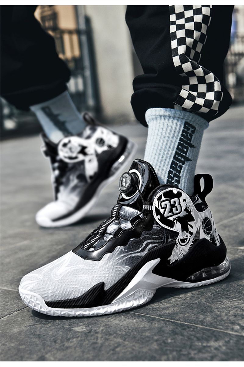 Neue High-Top-Basketballschuhe Herren aus Mesh-Gewebe, atmungsaktive Sportschuhe, rutschfeste Drehknopfschuhe für_voghion.com