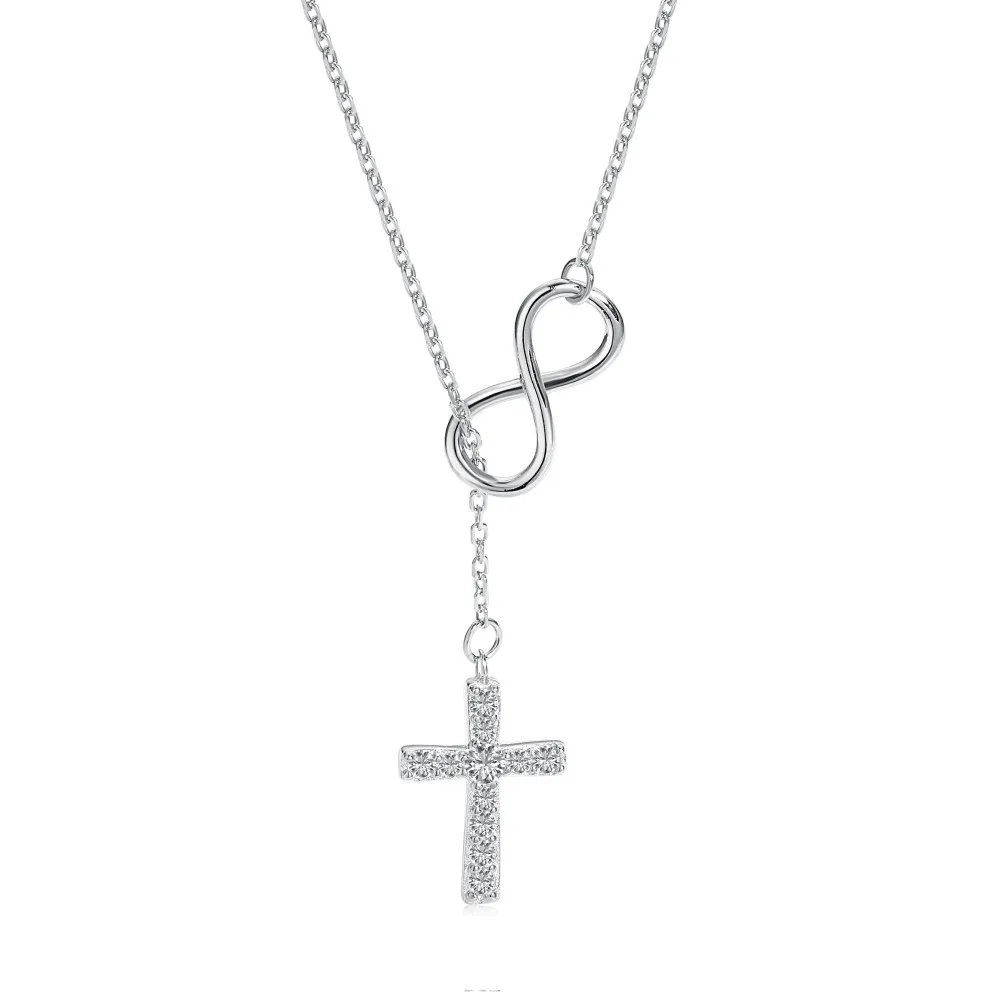 Collier en croix de couleur HX Sier, petit et micro ensemble, pendentif en zircon, chaîne personnalisée, collier tendance_voghion.com