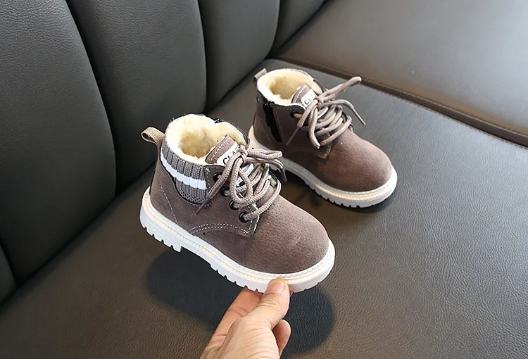 Plüsch Kinder Winter Schnee Baumwolle Stoff Kinder Schuhe Cutefeet Baby Kleinkind Jungen Mädchen Warme Stiefel Größen 21-30_voghion.com