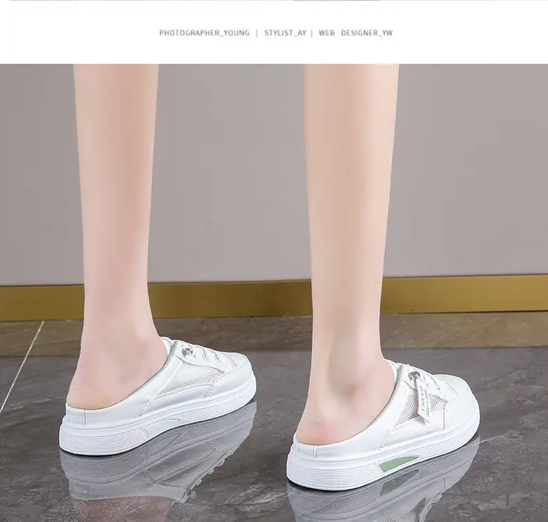 Damen Freizeitschuhe Atmungsaktive Halbschuhe Weiße Slipper_voghion.com