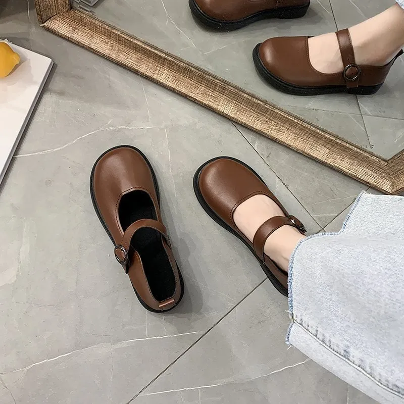 589 Robe d'automne Lolita Printemps Boucle Mary Janes Cuir Verni Peu Profonde Femme Ballerines Filles Chaussures Taille 34-40 atos Mujer_voghion.com