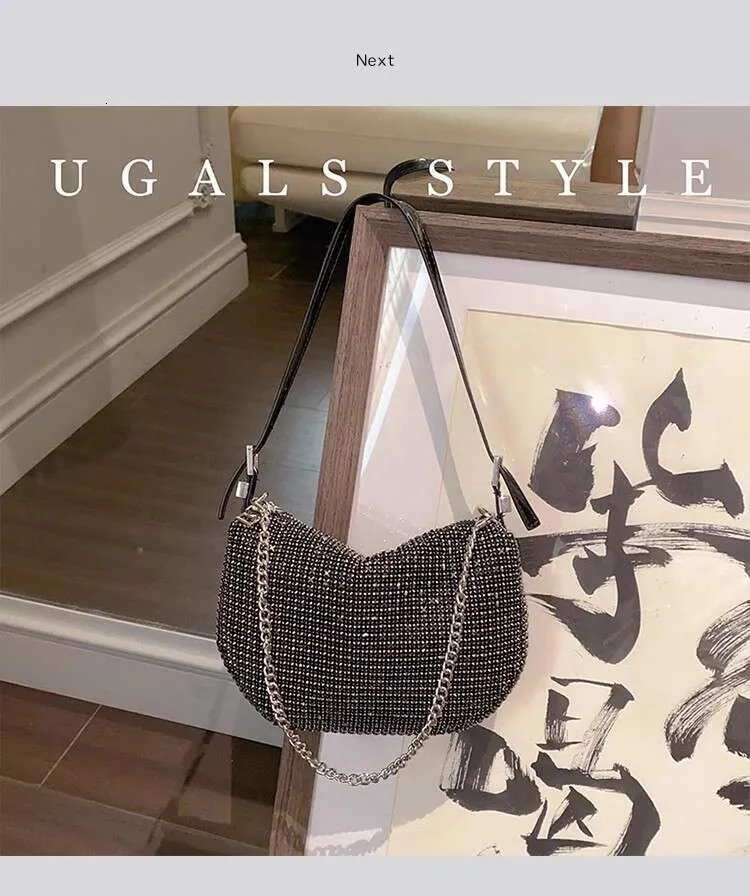 Crystal Rhie Dia Fashion Half Moon Borsa da donna Bg Shiny Even Wedd Party Clutch Borsa a tracolla Street_voghion.com