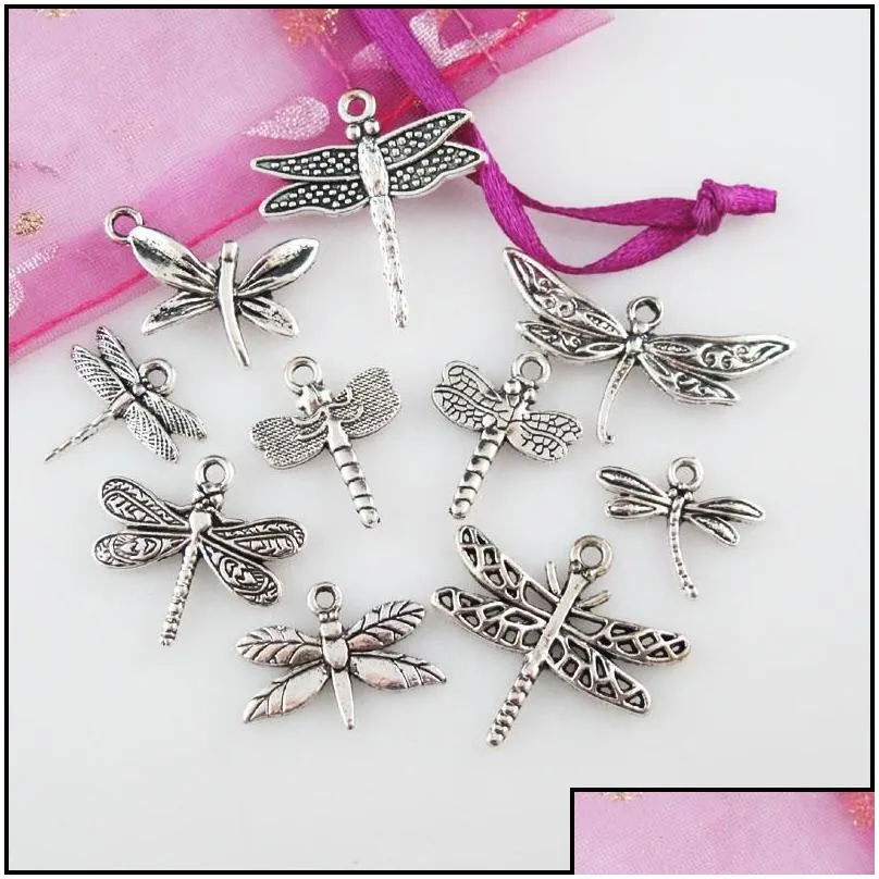 Charm libellula ciondolo animale placcato argento per gioielli_voghion.com
