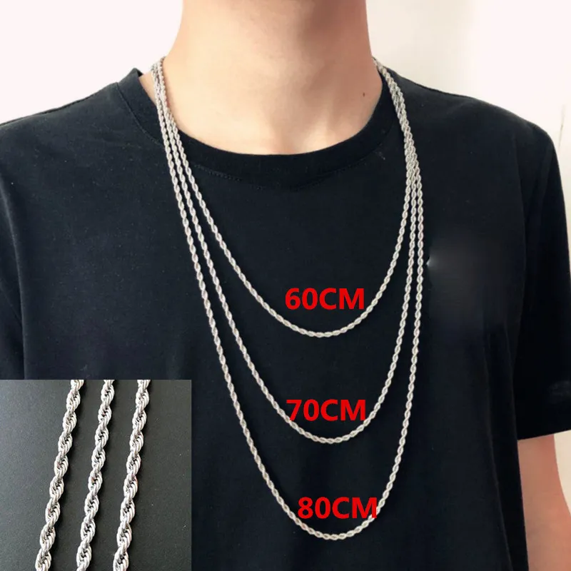 Collana a catena corda in acciaio inossidabile per uomo e donna_voghion.com